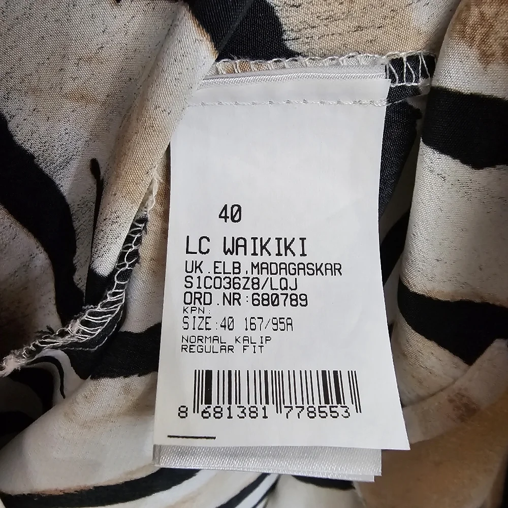 Nwot LC Waikiki Classic Longsleeve White/Black/Tan Animal Print Maxidress - Picture 14 of 16